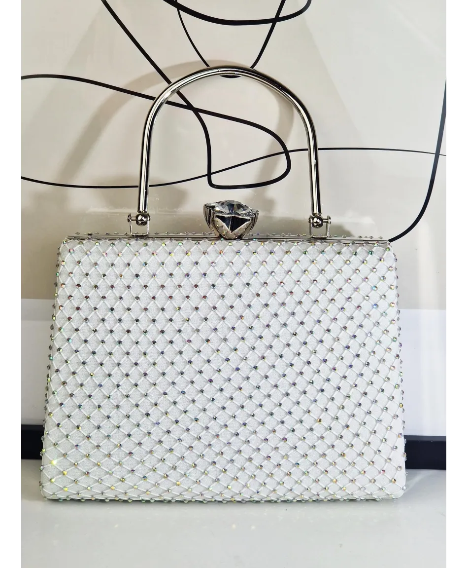 Torebka wizytowa cyrkoniowe białe puzderko