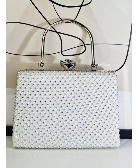 Torebka wizytowa puzderko cyrkoniowa biała