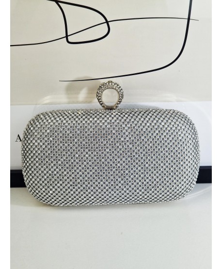 Torebka wizytowa puzderko srebrne cyrkoniowe