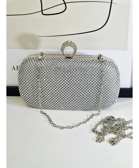 Torebka wizytowa puzderko srebrne cyrkoniowe