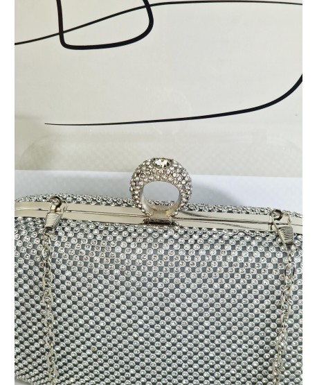 Torebka wizytowa puzderko srebrne cyrkoniowe