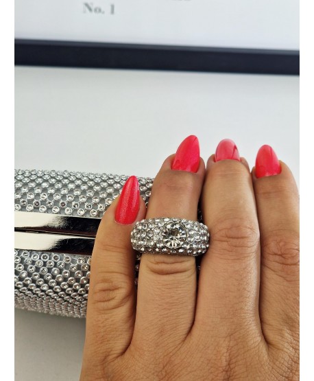 Torebka wizytowa puzderko srebrne cyrkoniowe