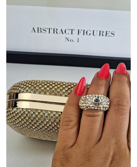 Torebka wizytowa puzderko złote cyrkoniowe