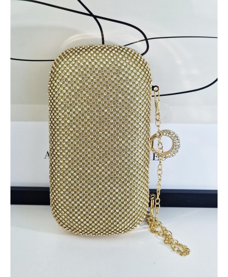 Torebka wizytowa puzderko złote cyrkoniowe