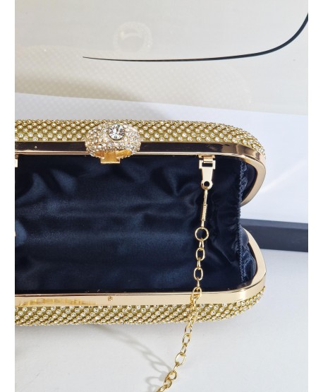 Torebka wizytowa puzderko złote cyrkoniowe