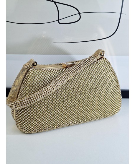 Torebka wizytowa puzderko złote cyrkoniowe