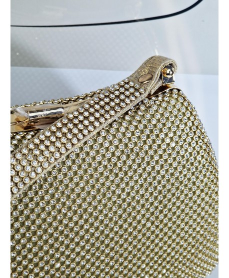 Torebka wizytowa puzderko złote cyrkoniowe