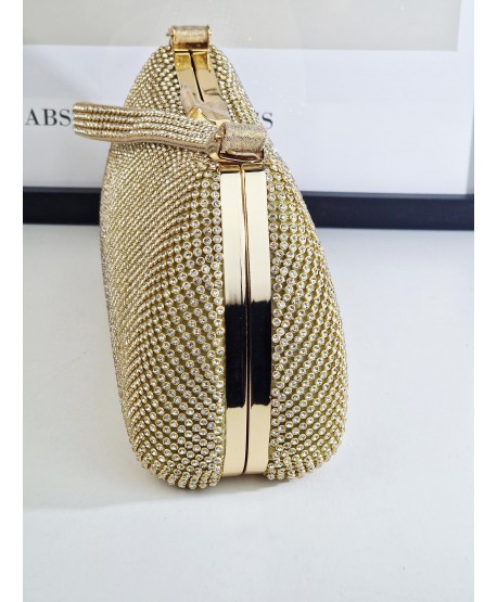 Torebka wizytowa puzderko złote cyrkoniowe