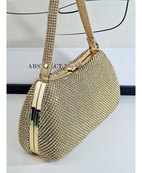 Torebka wizytowa puzderko złote cyrkoniowe