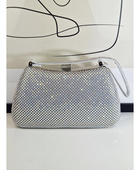 Torebka wizytowa puzderko srebrne cyrkoniowe