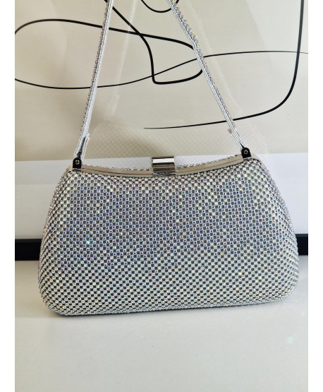 Torebka wizytowa puzderko srebrne cyrkoniowe