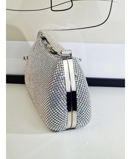 Torebka wizytowa puzderko srebrne cyrkoniowe