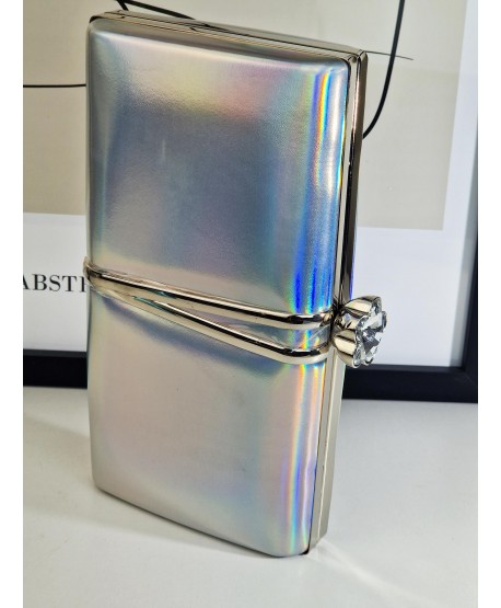 Torebka wizytowa puzderko srebrny opal lustrzana