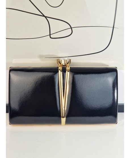 Torebka wizytowa puzderko czarna ze złotym