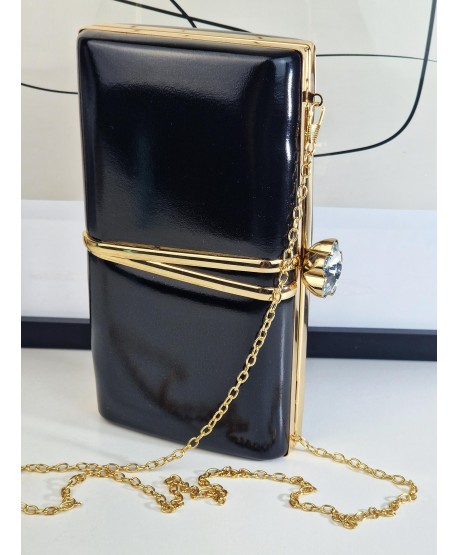 Torebka wizytowa puzderko czarna ze złotym