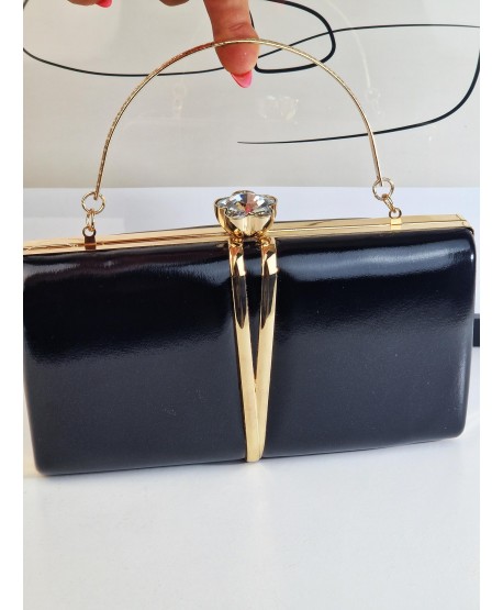 Torebka wizytowa puzderko czarna ze złotym