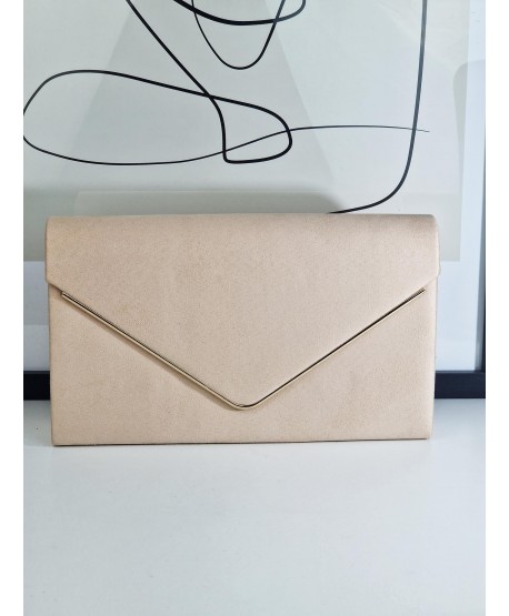 Torebka wizytowa zamszowa ciepły beż
