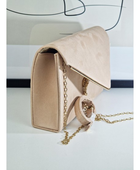 Torebka wizytowa zamszowa ciepły beż