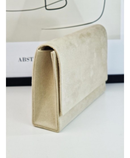 Torebka wizytowa zamszowa chłodny beż nude