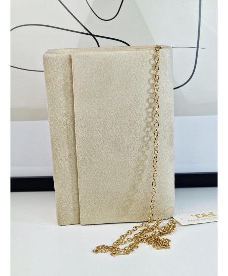 Torebka wizytowa zamszowa chłodny beż nude