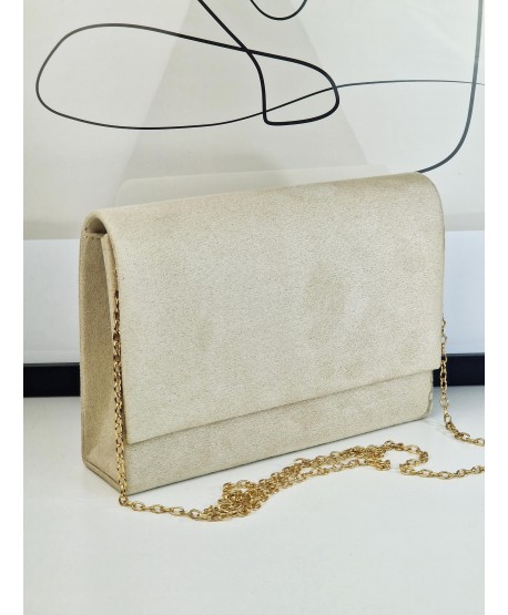Torebka wizytowa zamszowa chłodny beż nude