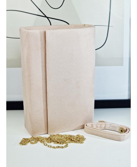 Torebka wizytowa zamszowa pudrowy róż