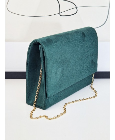 Torebka wizytowa zamszowa butelkowa zieleń