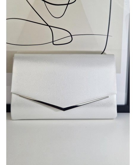 Torebka wizytowa kopertówka biała srebrna brokat