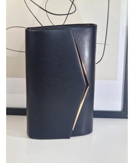 Torebka wizytowa kopertówka czarna ze złotym matowa