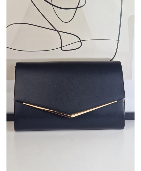 Torebka wizytowa kopertówka czarna ze złotym matowa