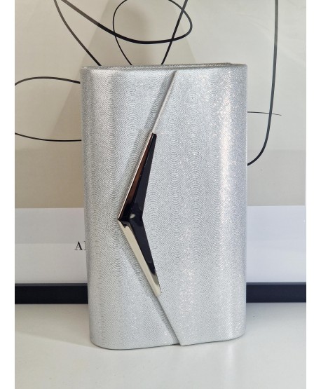 Torebka wizytowa kopertówka srebrna brokatowa