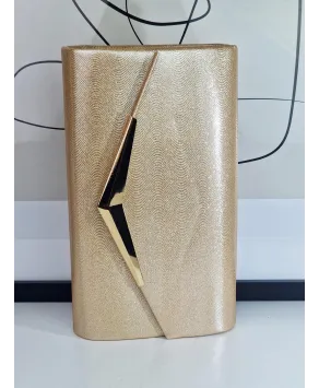 Torebka wizytowa kopertówka złota brokatowa szampan