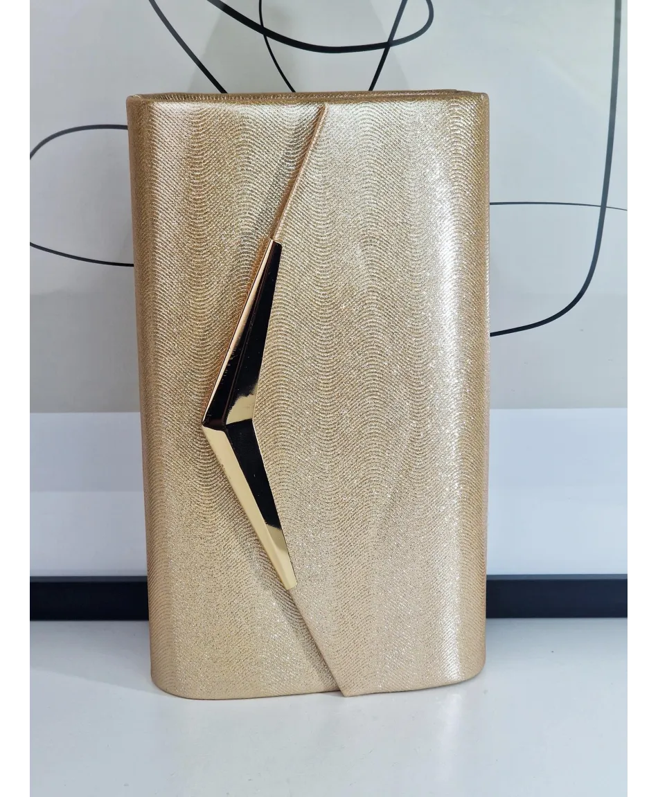 Torebka wizytowa kopertówka złota brokatowa szampan