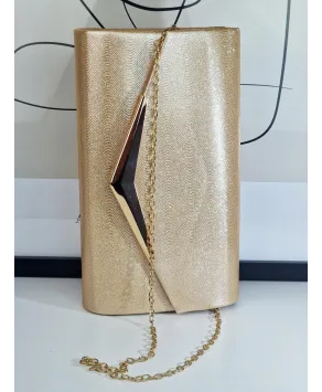 Torebka wizytowa kopertówka złota brokatowa szampan