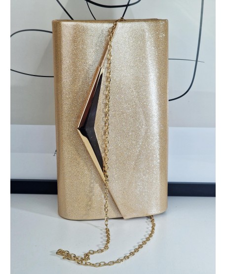 Torebka wizytowa kopertówka złota brokatowa szampan