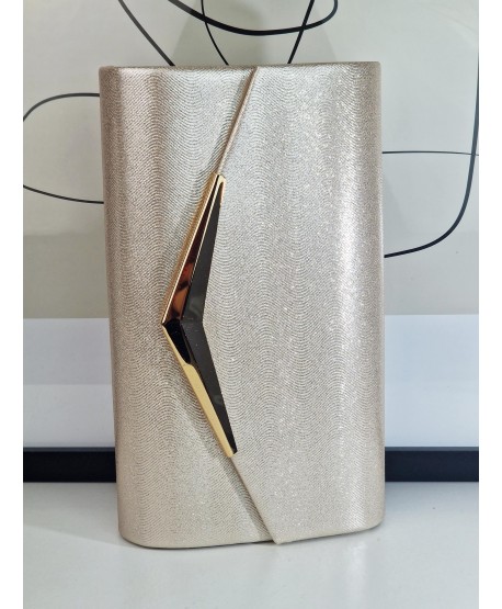 Torebka wizytowa kopertówka kremowo-złota brokatowa