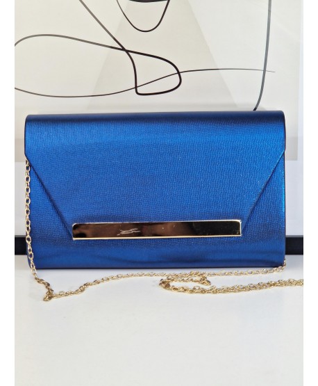 Torebka wizytowa kopertówka chabrowa brokatowa