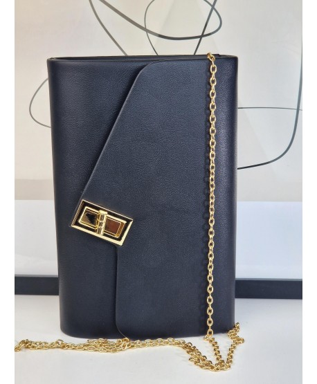 Torebka wizytowa kopertówka czarna z zapięciem