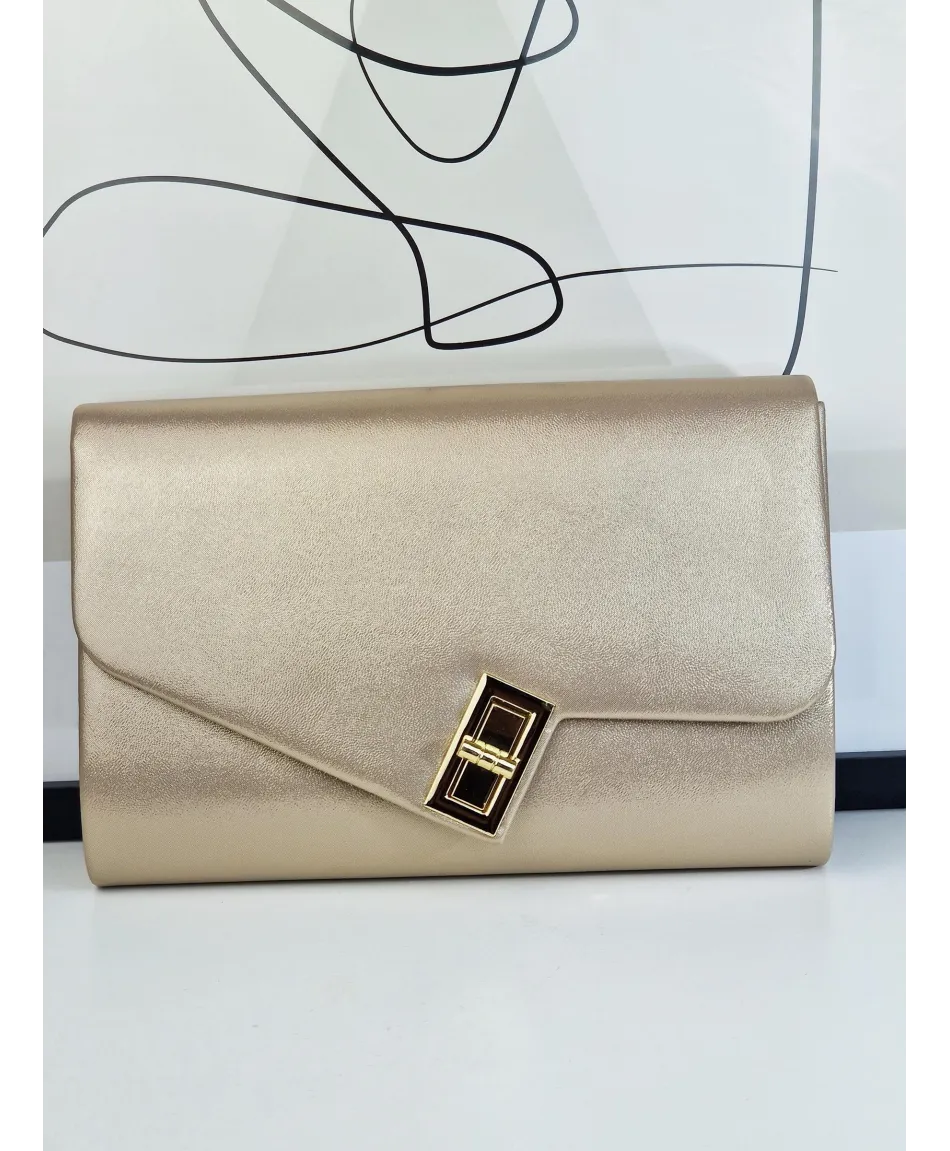 Torebka wizytowa złota beż z zapięciem