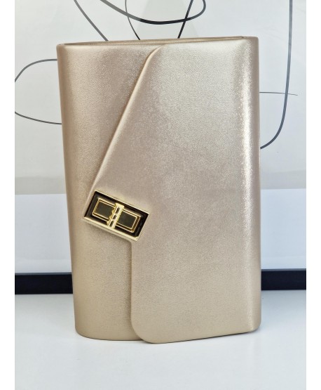 Torebka wizytowa kopertówka złota beżowa z zapięciem