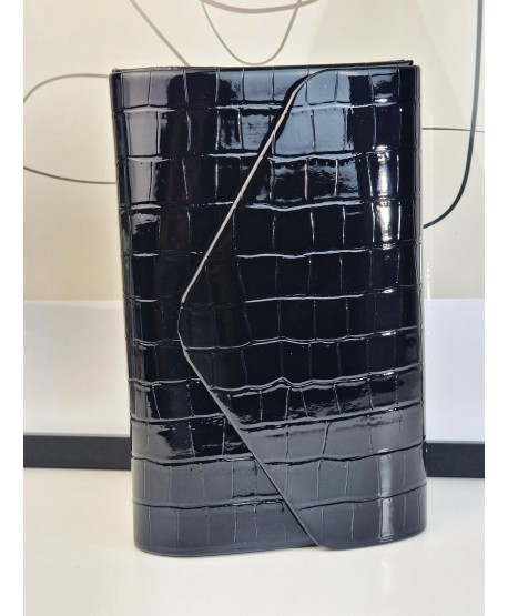 Torebka wizytowa kopertówka czarna wężowa skórka