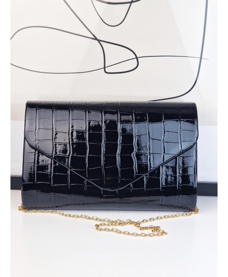 Torebka wizytowa kopertówka czarna wężowa skórka