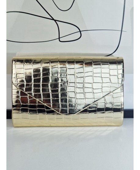 Torebka wizytowa kopertówka złota wężowa skórka