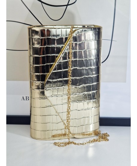 Torebka wizytowa kopertówka złota wężowa skórka