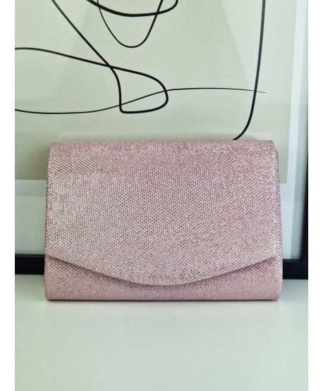 Torebka wizytowa kopertówka brokatowa różowa