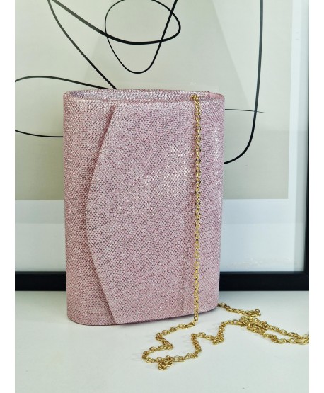 Torebka wizytowa kopertówka brokatowa różowa