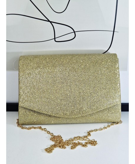 Torebka wizytowa kopertówka brokatowa złota