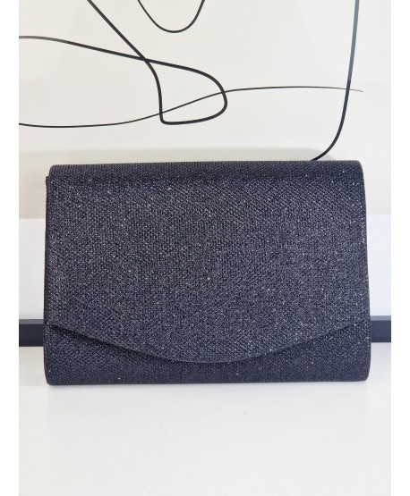 Torebka wizytowa kopertówka brokatowa czarna