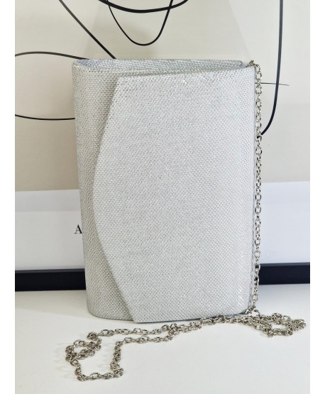 Torebka wizytowa kopertówka brokatowa biała