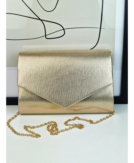 Torebka wizytowa kopertówka szampański złoty